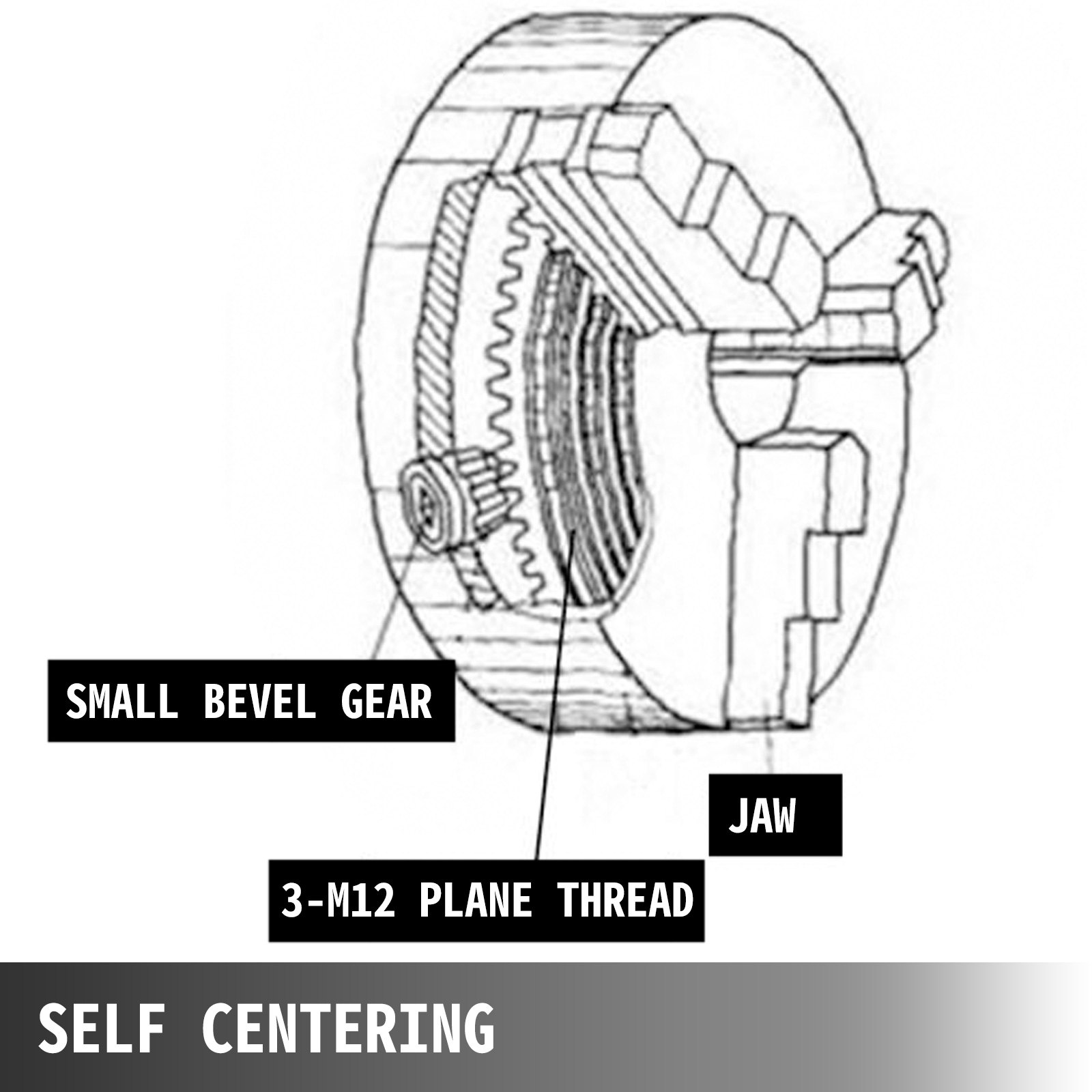 Metal Lathe Chuck 250mm 3 Jaw Self Centering Inside & Outside Jaw K11-250