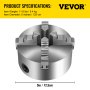 VEVOR K12-125 125 mm 5 inch 4 fălci Mandrină de strungă reversibilă autocentrare frezare CNC fontă