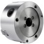 metal VEVOR lathe chuck with multiple mounting holes and a central cavity.