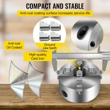 VEVOR K12-125 125mm 5 Inch 4 Jaw Lathe Chuck Reversible Self Centering CNC Milling Cast Iron