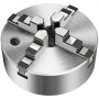 VEVOR lathe chuck with four precision jaws in metallic finish.