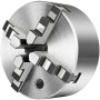 VEVOR lathe chuck with four steel jaws for precision gripping and machining.