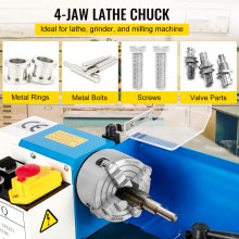 VEVOR K72-100 Lathe Chuck 4 Inch 4-Jaw,Lathe Chuck Independent Reversible Jaw,Metal Lathe Chuck Turning Machine Accessories,for Lathes Machine