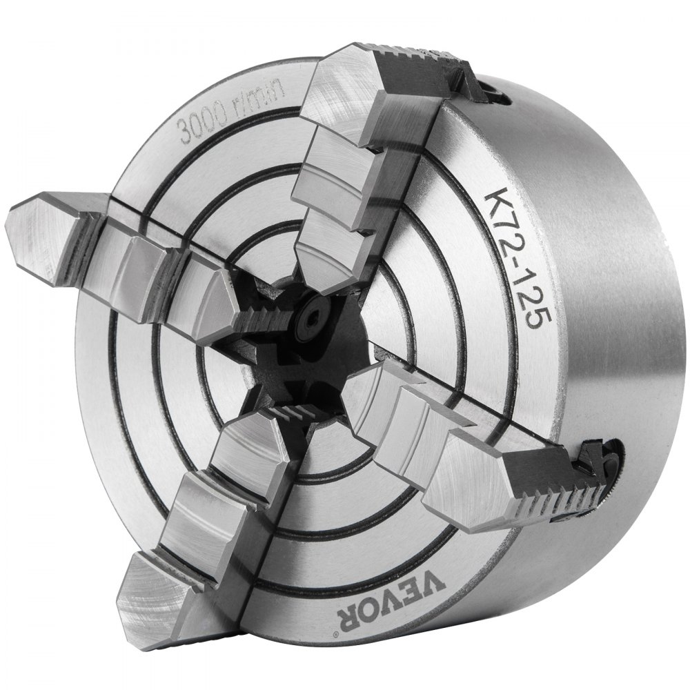 VEVOR K72-125 5-tommers dreiebenkchuck Uavhengig vendbar kjeve 125 mm metalldreiemaskintilbehør for mini-metalldreiebenkmaskin 4-kjeve dreiebenkchuck