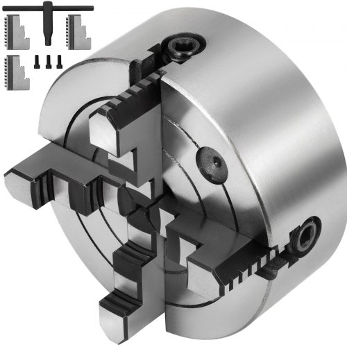 Torno Chuck K72-160 6" 4 Mordaza 160mm Diseño Independiente Precisamente Hierro Fundido