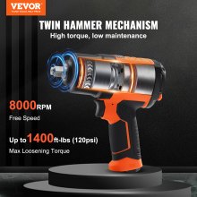 VEVOR Air Impact Wrench 1/2" Square Drive 1400ft-lb Nut-busting Torque 90-120PSI