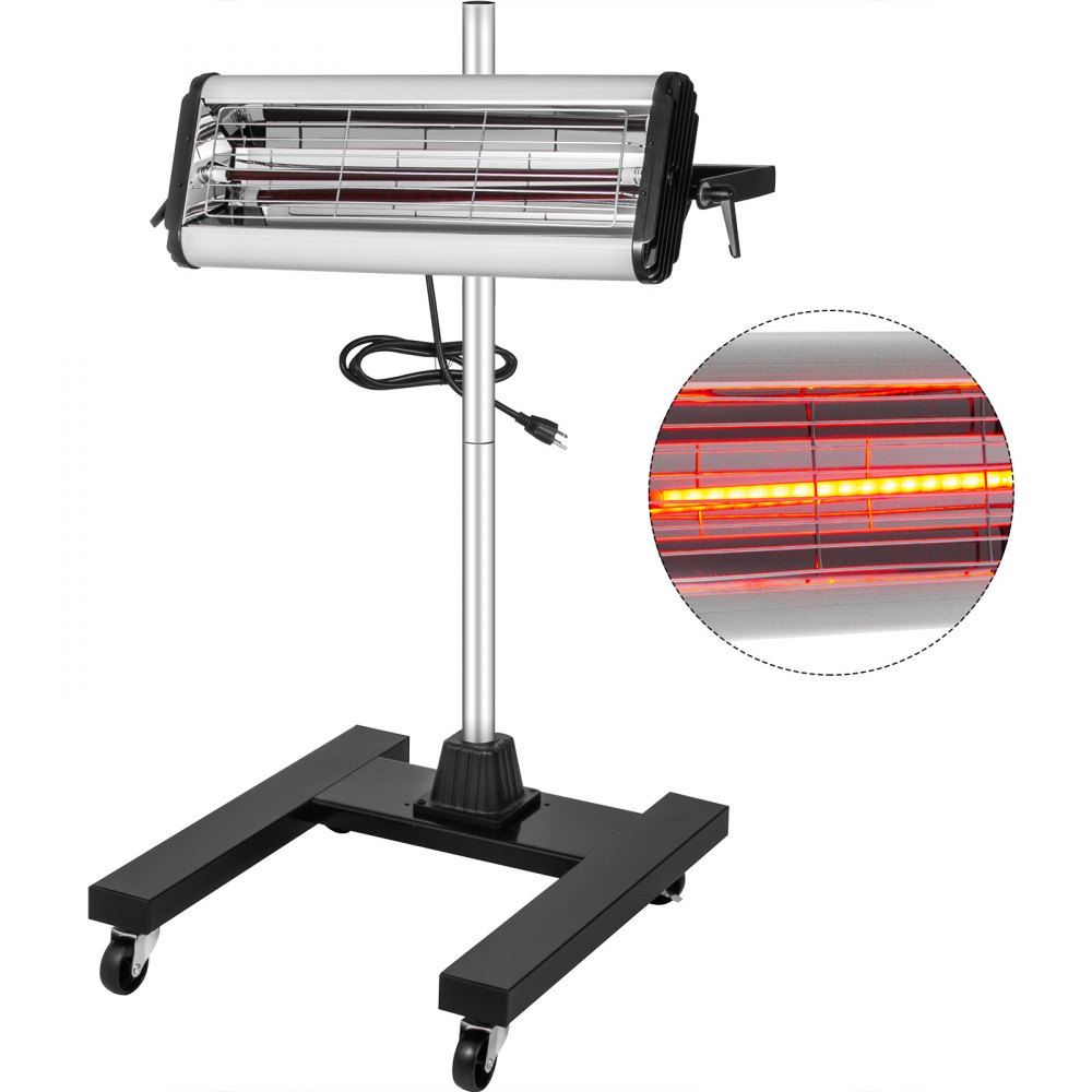 VEVOR 2000W Baking Infrared Paint Curing Lamp Short Wave Infrared Heater  Car Bodywork Repair Paint Dryer/Stand