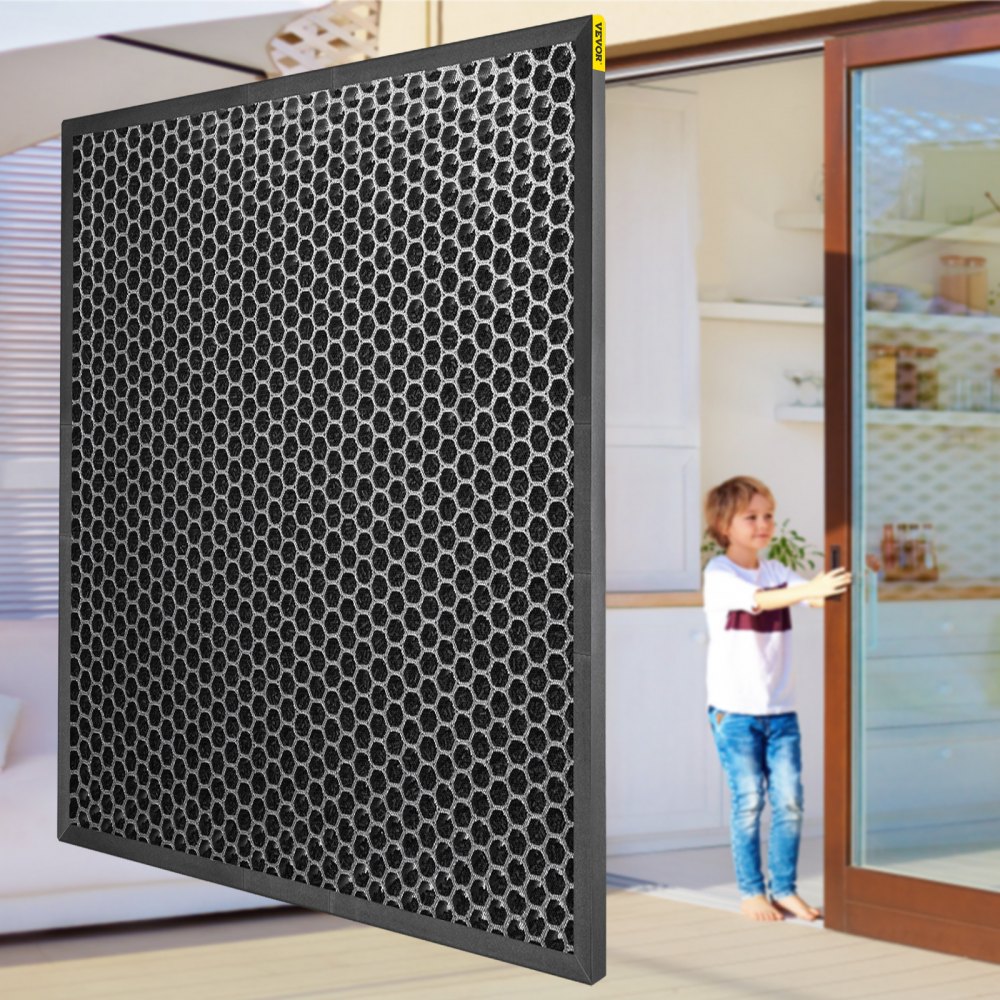 VEVOR HEPA Replacement Filter, 4pcs Active Carbon Air Filter, 16''x16'' Filter, High-Efficient Air Filter Replacement Set with Metal Mesh Cover