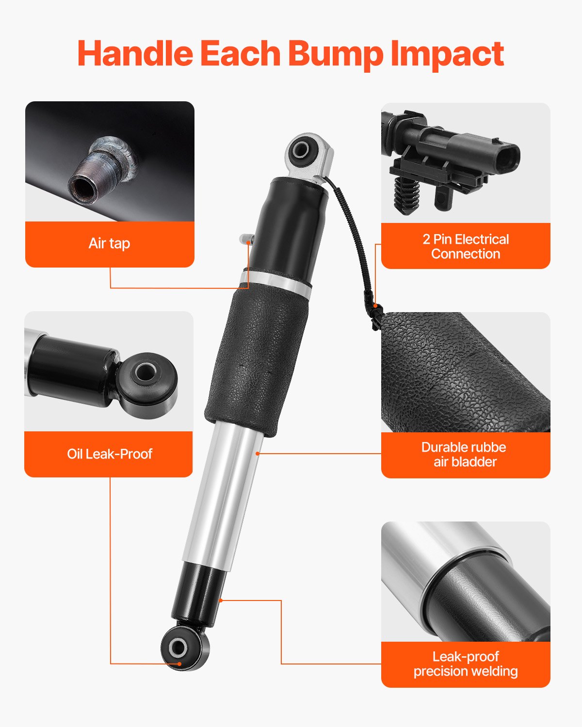 VEVOR Rear Air Shock Absorber Strut, 2 PCS, Compatible with Cadillac Escalade, Chevrolet Suburban/ Tahoe, GMC Yukon/Yukon XL, Replacement for 22283446 22278958 580-1106 5801068 5801106 23151122