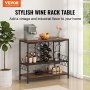 VEVOR 40 Inch Industrial Bar Cabinet, Wine Table for Liquor and Glasses, Sideboard Buffet Cabinet with Glass Holder & Wine Rack, Freestanding Farmhouse Wood Coffee Bar Cabinet for Living Room Home Bar