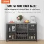 VEVOR 55 Inch Industrial Bar Cabinet, Wine Table for Liquor and Glasses, Sideboard Buffet Cabinet with Wine Rack, Freestanding Farmhouse Wood Coffee Bar Cabinet for Living Room, Home Bar, and Kitchen