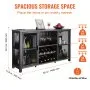 VEVOR 55 Inch Industrial Bar Cabinet, Wine Table for Liquor and Glasses, Sideboard Buffet Cabinet with Wine Rack, Freestanding Farmhouse Wood Coffee Bar Cabinet for Living Room, Home Bar, and Kitchen