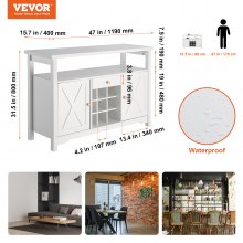 VEVOR 55 Inch Industrial Bar Cabinet, Wine Table for Liquor and Glasses, Sideboard Buffet Cabinet with Wine Rack, Freestanding Farmhouse Wood Coffee Bar Cabinet for Living Room, Home Bar, and Kitchen