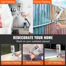 VEVOR LVLP Air Spray Gun, High Performance Gravity Feed Paint Sprayer 1.3mm 1.4mm 1.8mm Stainless Steel Nozzles 1000cc Cup with MPS Adapter and Air Regulator for Walls, Automotive, Home Improvement
