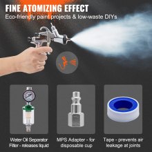 VEVOR LVLP Air Spray Gun, High Performance Gravity Feed Paint Sprayer 1.3mm 1.4mm 1.8mm Stainless Steel Nozzles 1000cc Cup with MPS Adapter and Air Regulator for Walls, Automotive, Home Improvement