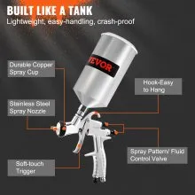 VEVOR LVLP Air Spray Gun, High Performance Gravity Feed Paint Sprayer 1.3mm 1.4mm 1.8mm Stainless Steel Nozzles 1000cc Cup with MPS Adapter and Air Regulator for Walls, Automotive, Home Improvement