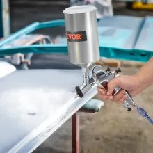 VEVOR LVLP Air Spray Gun, High Performance Gravity Feed Paint Sprayer 1.3mm 1.4mm 1.8mm Stainless Steel Nozzles 1000cc Cup with MPS Adapter and Air Regulator for Walls, Automotive, Home Improvement