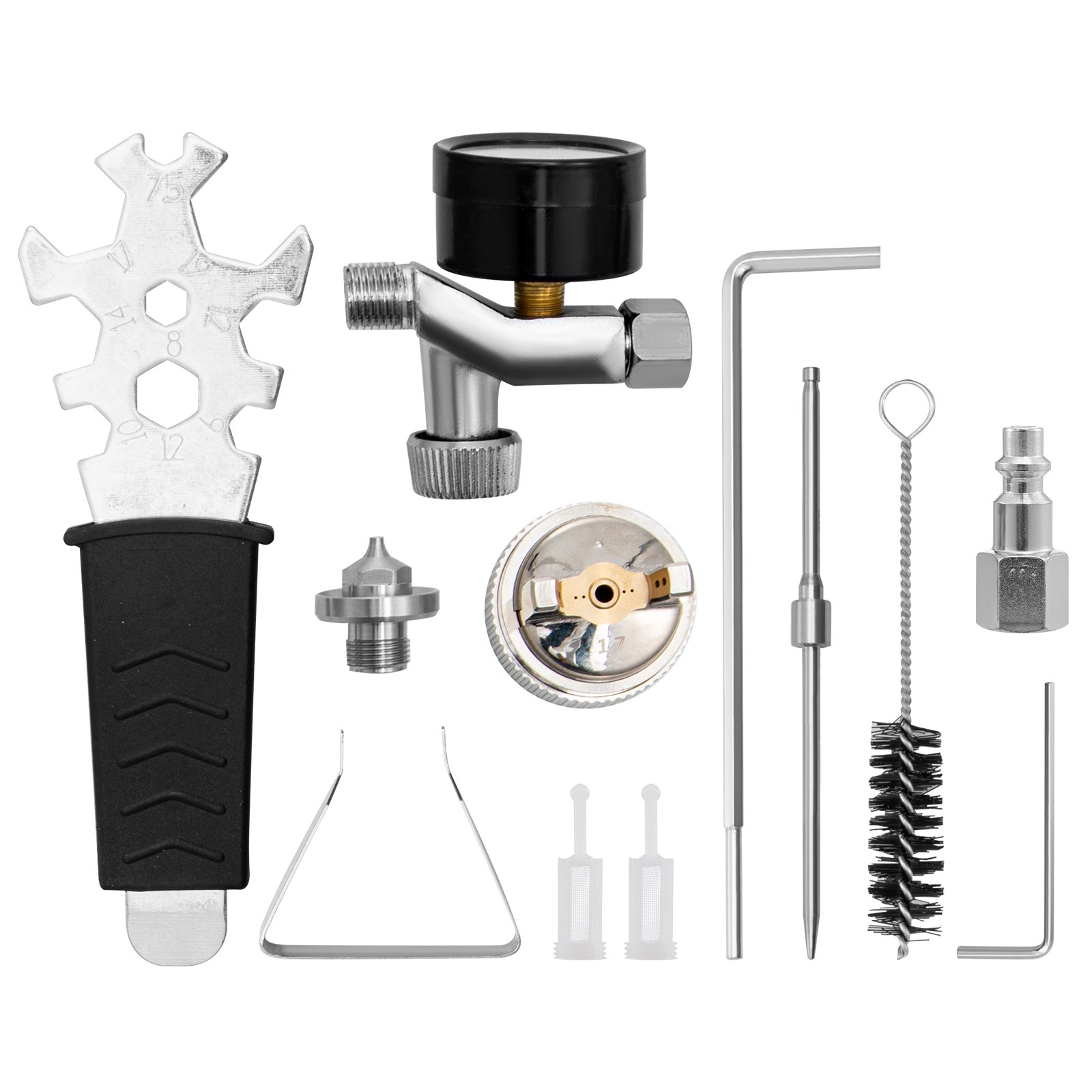 VEVOR HVLP Air Spray Gun, Professional Gravity Feed Sprayer Piant Automotive 1.3mm 1.7mm Stainless Nozzles 1000cc Copper Cup with MPS Adapter and Air Regulator for Primer, Clear & Top Coat, Touch Up