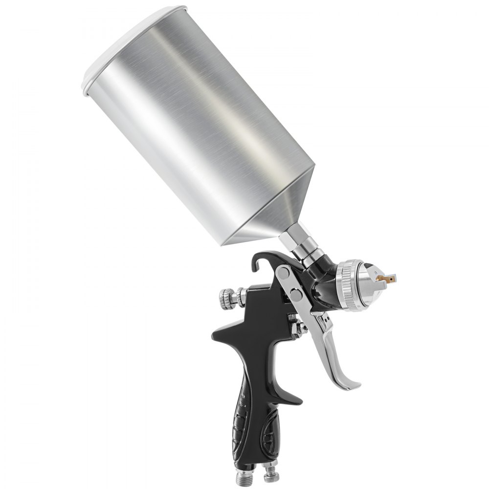 VEVOR 11 Piece Spray Gun Set, Professional Gravity Feed Paint Sprayer 2 Full Size, 1 Detail with 1.0mm 1.4mm 1.8mm Nozzles, 1000cc Copper Cup, Air Regulator & Gauge for Furniture, Fence, Car, Garden