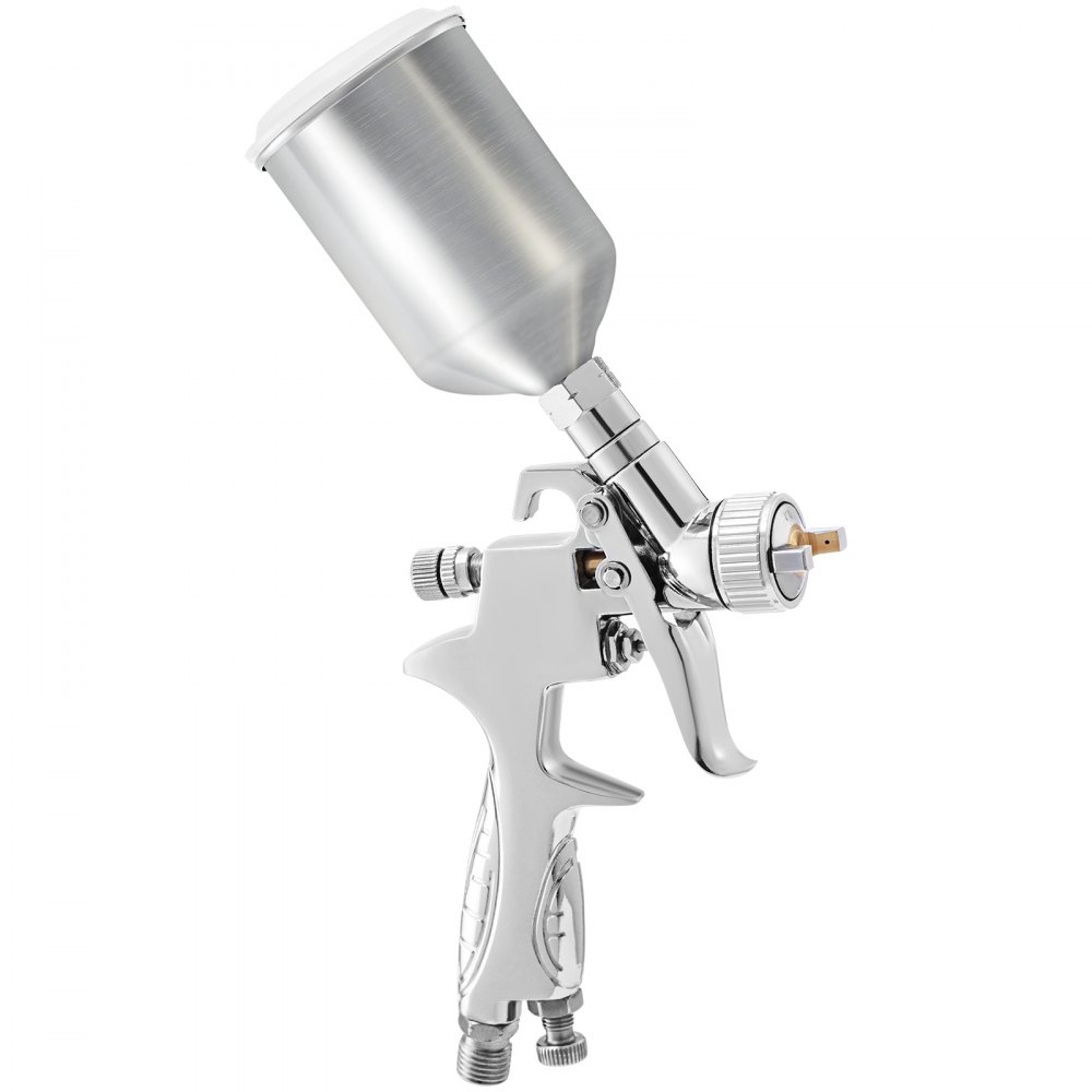 VEVOR 11 Piece Spray Gun Set, Professional Gravity Feed Paint Sprayer 2 Full Size, 1 Detail with 1.0mm 1.4mm 1.8mm Nozzles, 1000cc Copper Cup, Air Regulator & Gauge for Furniture, Fence, Car, Garden