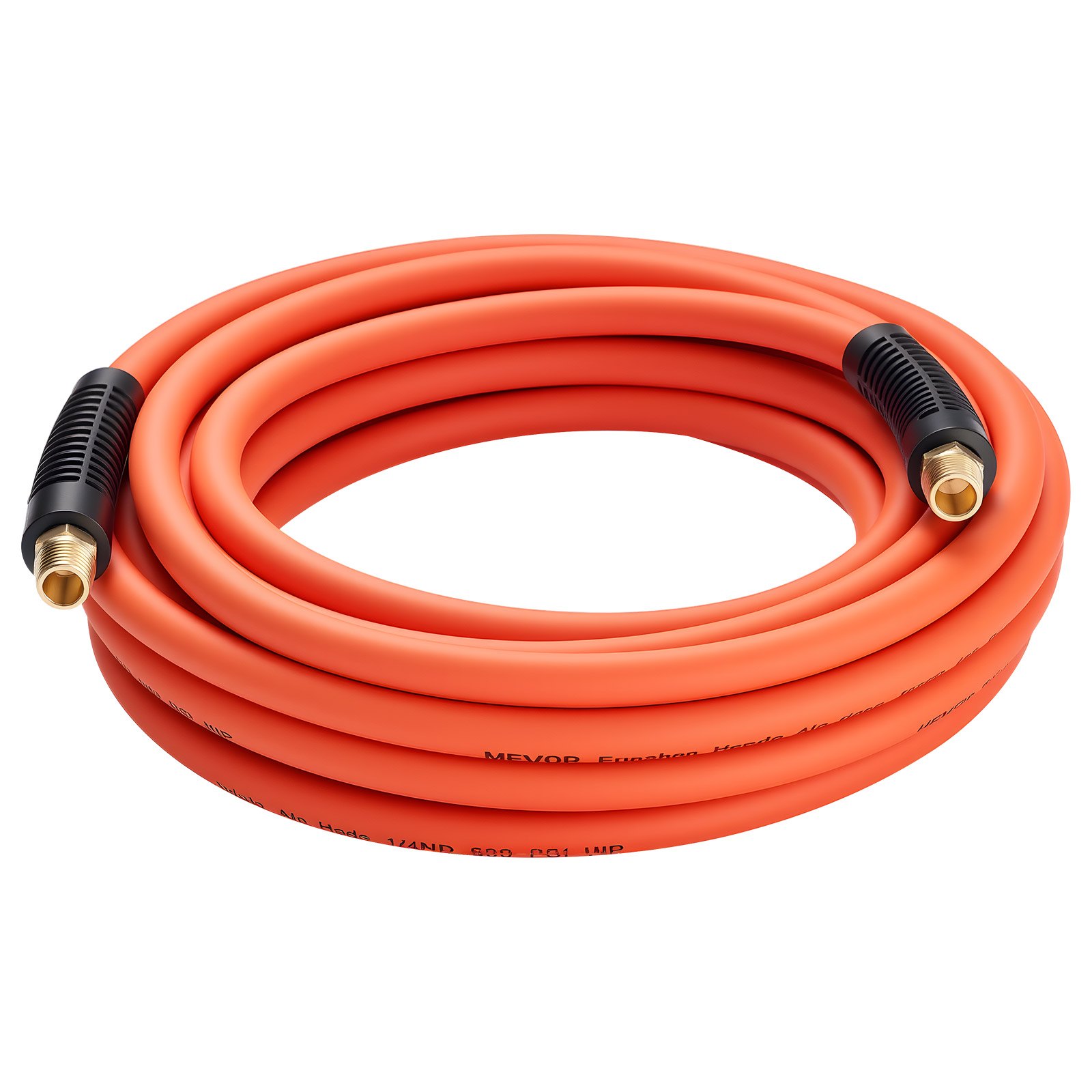 VEVOR Air Hose, 1/4" x 25FT Hybrid Air Compressor Hose, 300 PSI Kink-Resistant Pneumatic Hoses with 1/4-inch Solid MNPT Bras Fittings, Three-Layer Construction, All-Weather Flexibility