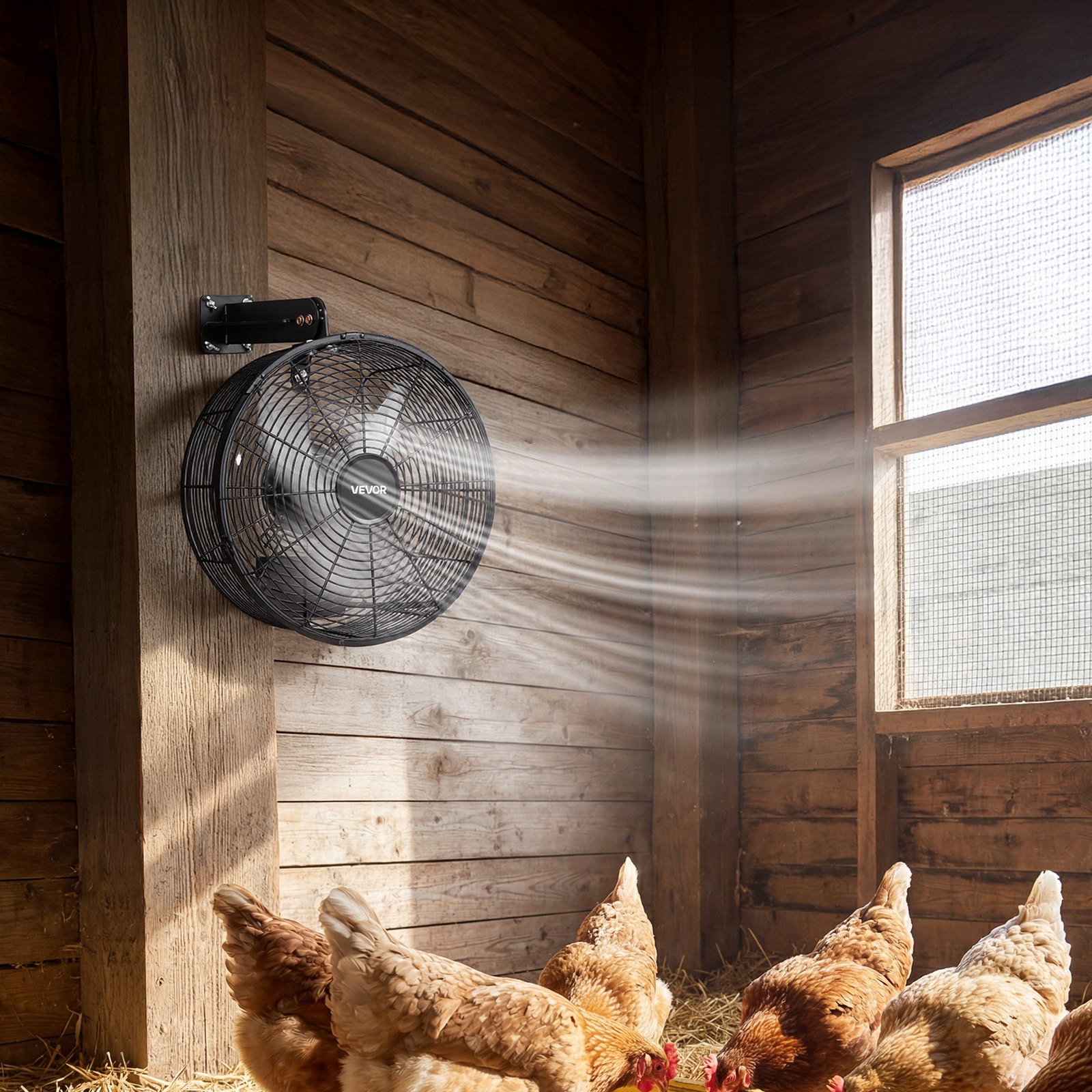 VEVOR Greenhouse Air Circulation Fan, 1800 CFM Powerful Air Circulator Electric Fan, 10 Speeds, 3 Switchable Modes, LCD Control, Ceiling Wall Mount, Fast Ventilation for Greenhouse, Patio, Garage