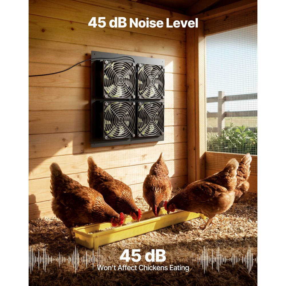 VEVOR Solar Powered Fan, 25W Solar Panel with 4 Fans, Adjustable Solar Panel Angle, 2668 RPM High-Speed, Flexible Installation, Fast Air Exchange for Greenhouse, Grow Tents, Chicken Coops, Shelters