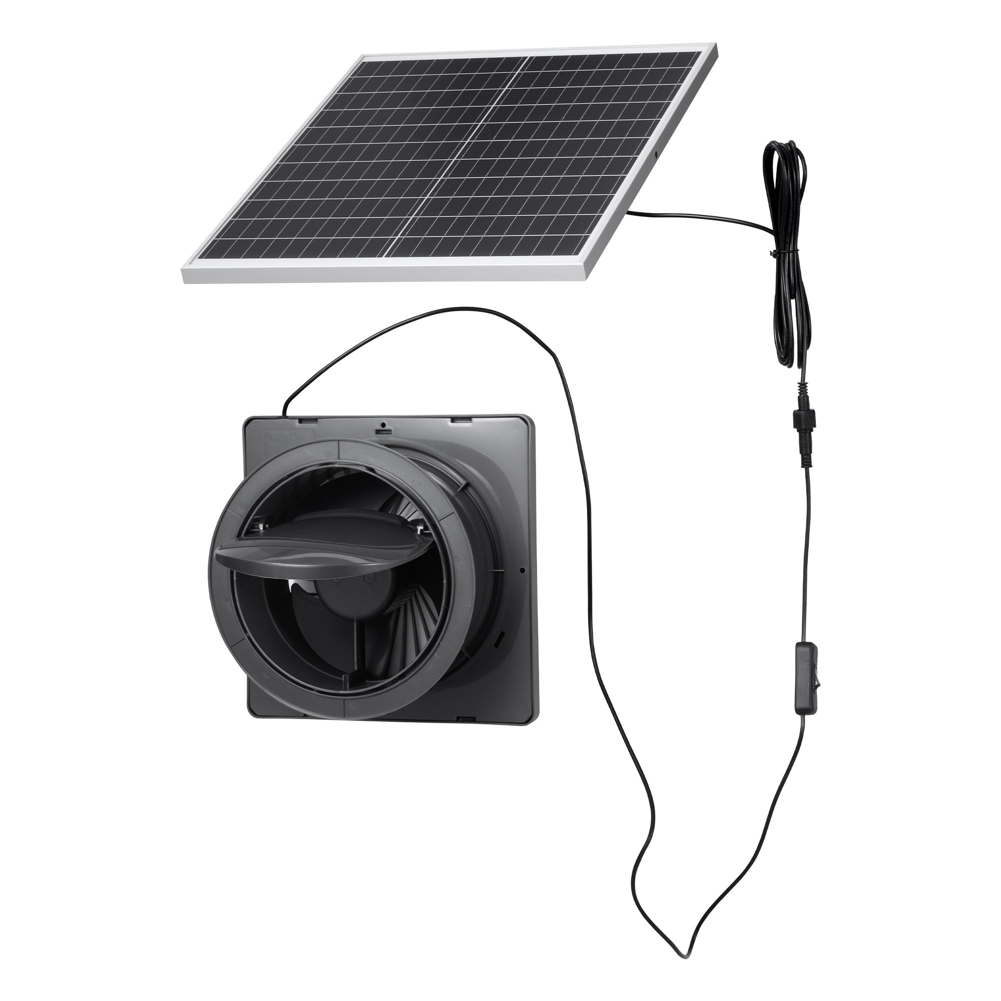 VEVOR Solar Powered Fan, 25W Solar Panel with 220 CFM Airflow, Adjustable Panel Angle, 2030 RPM High-Speed, Flexible Install, Fast Air Exchange for Greenhouse, Grow Tents, Chicken Coops, Shelters