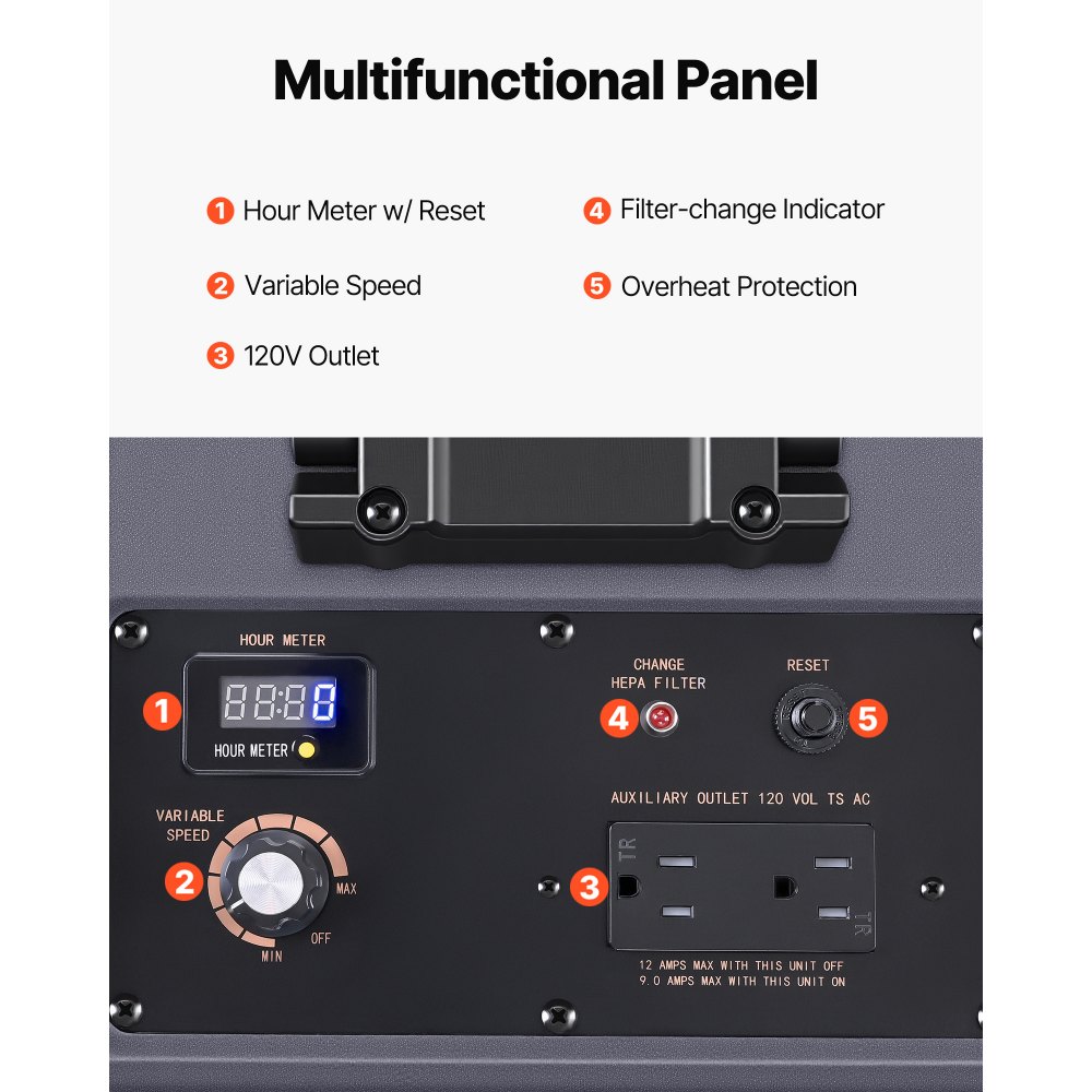 VEVOR Air Scrubber with 3-Stage Filtration, Stackable Negative Air Machine 550 CFM, Air Cleaner with MERV10, Carbon, H13 HEPA, for Home, Industrial and Commercial Use