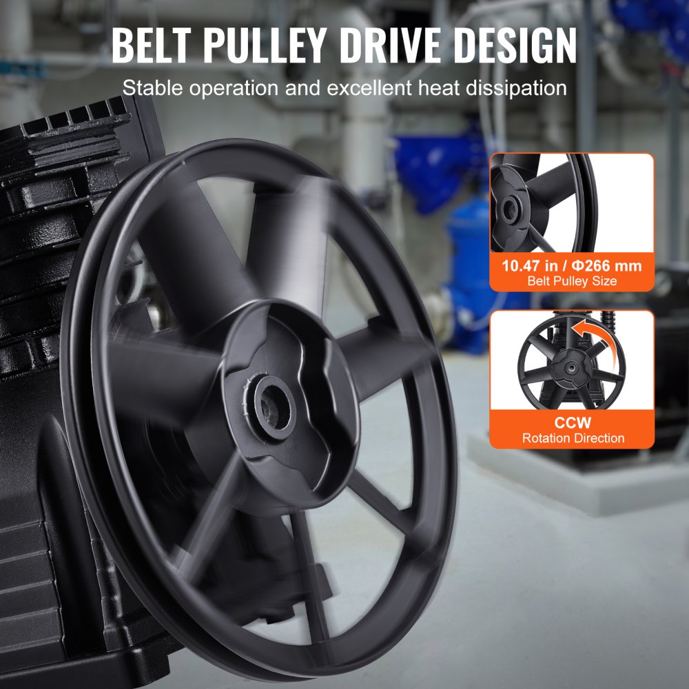 VEVOR Air Compressor Pump Head, 3HP 5.8CFM @ 90PSI, Twin Cylinder Oil Lubricated Air Compressor Piston Pump Head, Single-Stage Aluminum Air Compressor Pump Replacement with Max. 116PSI Pressure