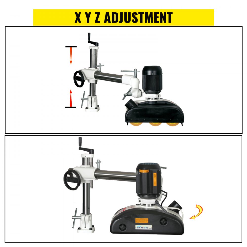 VEVOR Power Feeder, 1 HP Power Stock Feeder, Three PH Table Saw Feeder, 110V Woodworking Power Feeder, 8 Speed Woodworking Stock Feeder with 3 Roller and Variable Speed for Milling and Ripping