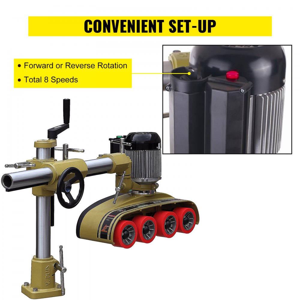 VEVOR Power Feeder, 1 HP Power Stock Feeder, Single PH Table Saw Feeder, 110V Woodworking Power Feeder, 8 Speed Woodworking Stock Feeder with 4 Roller and Variable Speed for Milling and Ripping