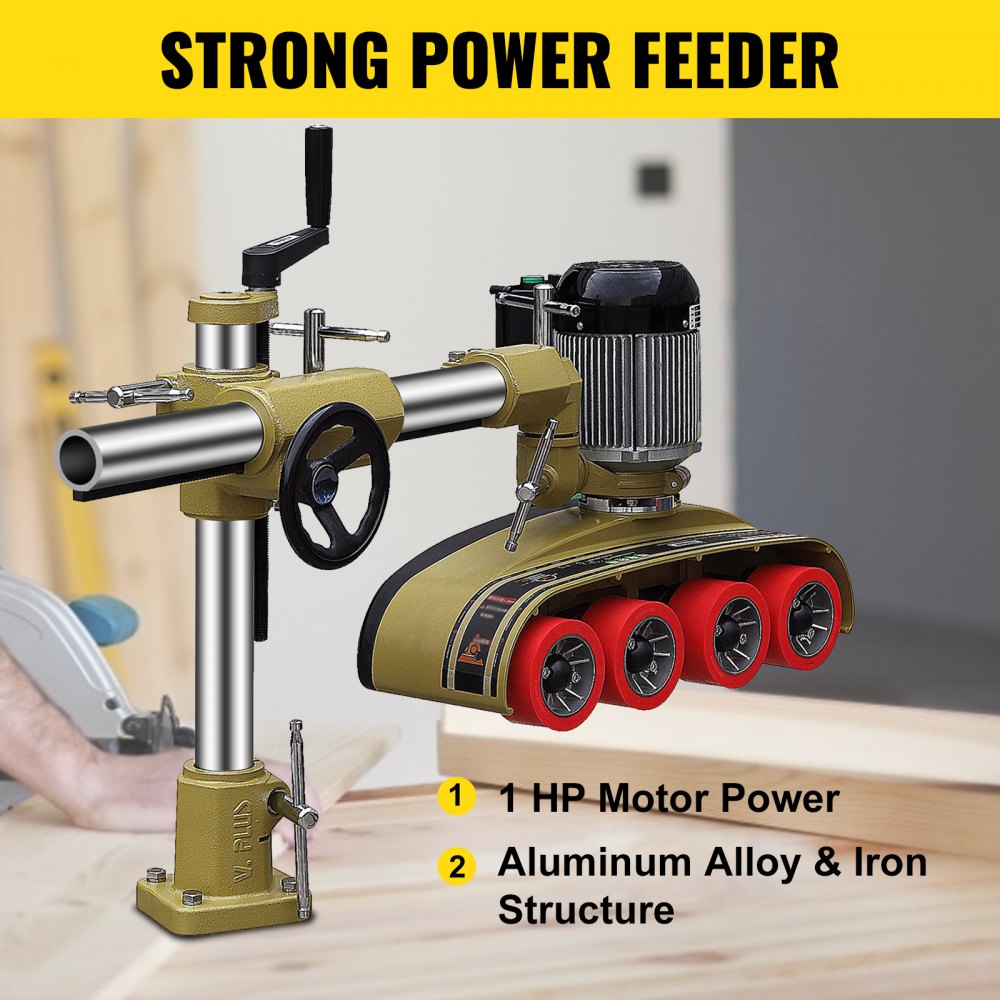 VEVOR Power Feeder Power Stock Feeder 1 HP Table Saw Feeder 4 Rollers 4 Speeds