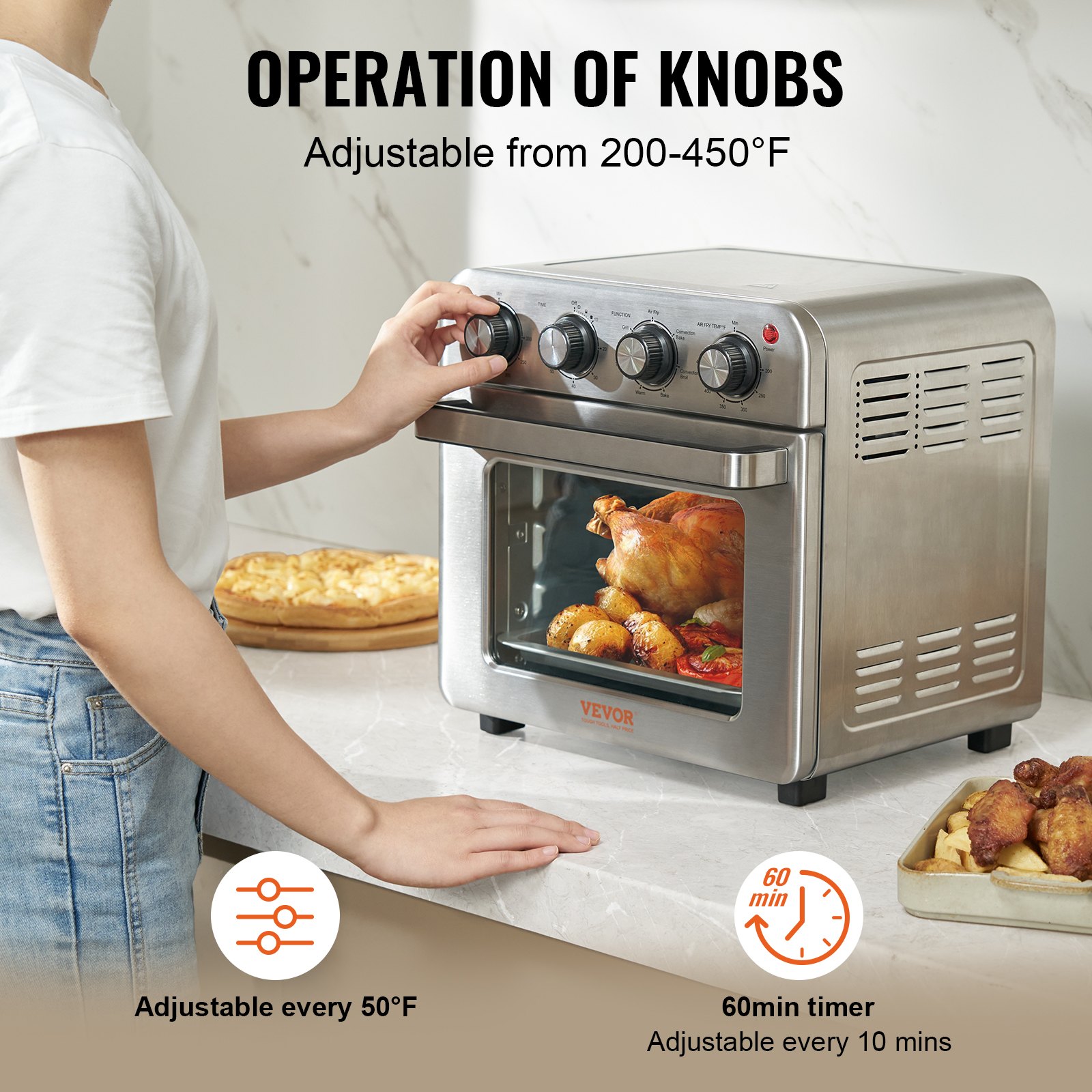 7-IN-1 Air Fryer Toaster Oven, 18L Convection Oven, 1700W Stainless Steel Toaster Ovens Countertop Combo with Grill, Pizza Pan, Gloves, 6 Slices Toast, 10-inch Pizza, Home and Commercial Use 7-IN-1 Air Fryer Toaster Oven, 18L Convection Oven, 1700W Stainless Steel Toaster Ovens Countertop Combo with Grill, Pizza Pan, Gloves, 6 Slices Toast, 10-inch Pizza, Home and Commercial Use