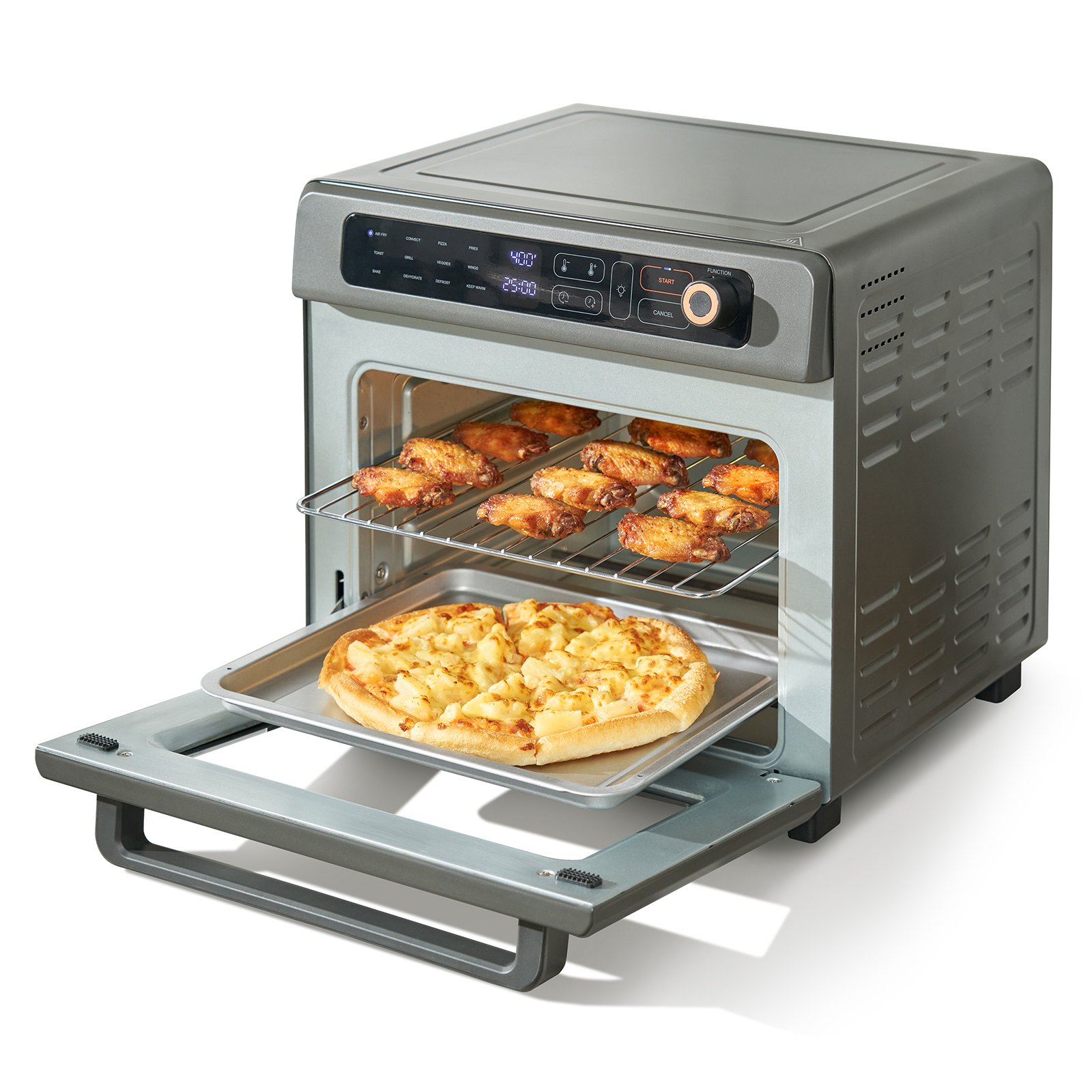 12-IN-1 Air Fryer Toaster Oven, 25L Convection Oven, 1700W Stainless Steel Toaster Ovens Countertop Combo with Grill, Pizza Pan, Gloves, 12 Slices Toast, 12-inch Pizza, Home and Commercial Use 12-IN-1 Air Fryer Toaster Oven, 25L Convection Oven, 1700W Stainless Steel Toaster Ovens Countertop Combo with Grill, Pizza Pan, Gloves, 12 Slices Toast, 12-inch Pizza, Home and Commercial Use