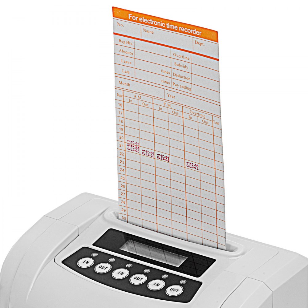 Attendance Clock Digital Time Recorder Punch Card Machine LCD Screen w/Timecards