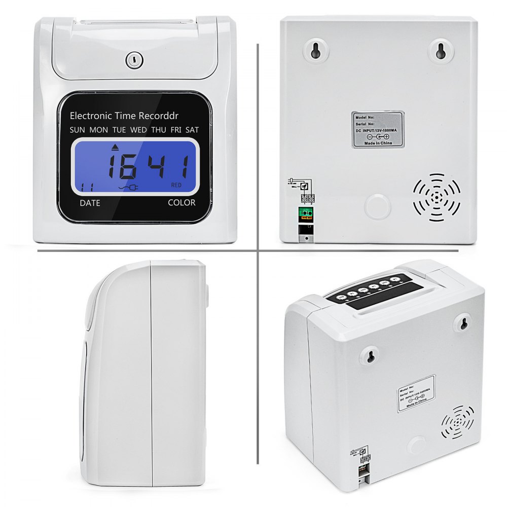 Attendance Clock Digital Time Recorder Punch Card Machine LCD Screen w/Timecards