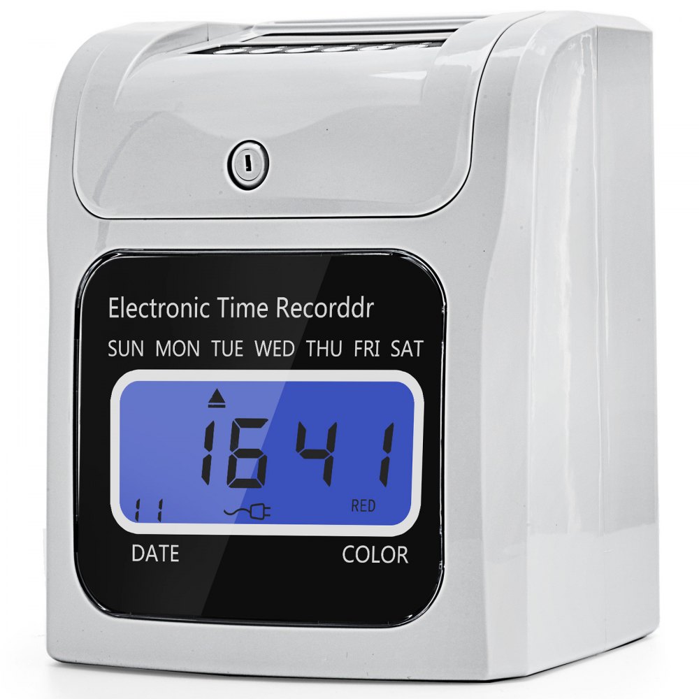 Attendance Clock Digital Time Recorder Punch Card Machine LCD Screen w/Timecards