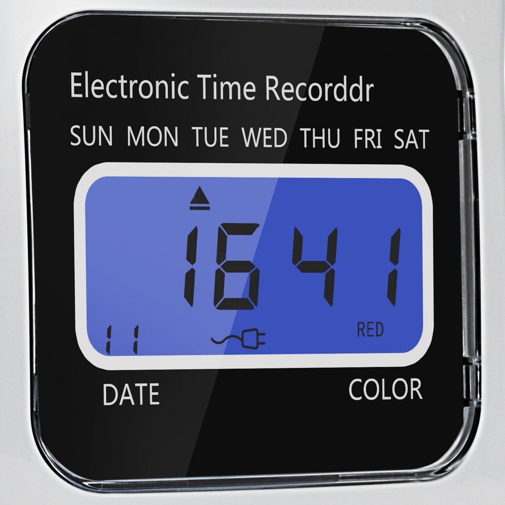 Attendance Clock Digital Time Recorder Punch Card Machine LCD Screen w/Timecards