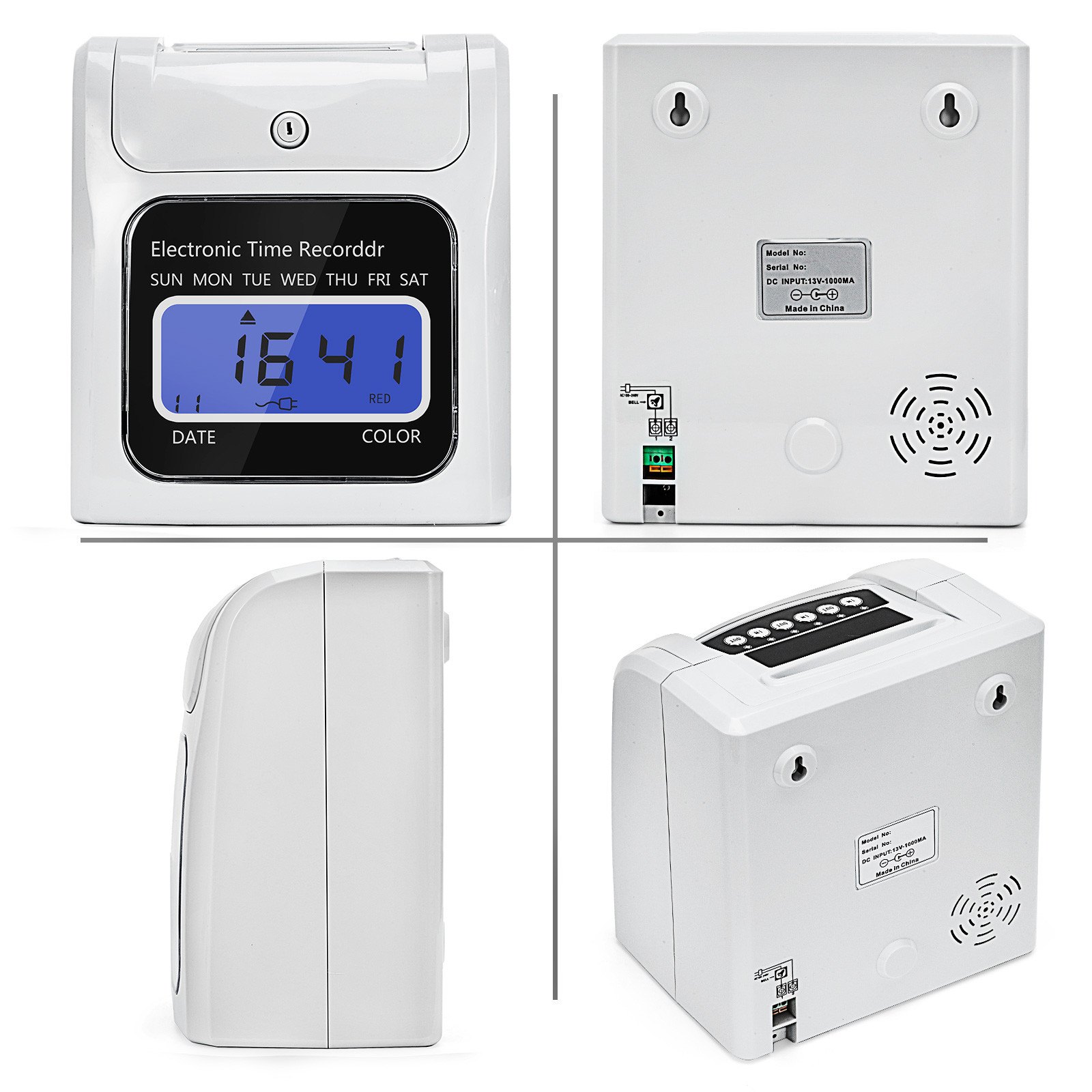 Attendance Clock Digital Time Recorder Punch Card Machine LCD Screen w/Timecards