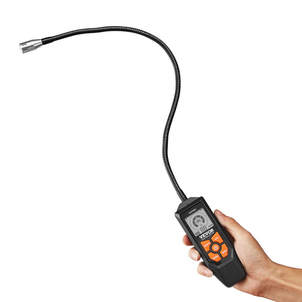 VEVOR Natural Gas Detector, 50-10,000 PPM Gas Leak Detector with 18.5-inch Gooseneck, Combustible Gas Detector Sniffer with Audible & Visual Alarm Locates Propane, Methane, Butane for Home, RV, HVAC