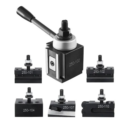 VEVOR Quick Change Tool Post Set, 6 Pcs, Includes Lathe Tool Holders, Wedge Type Tool Post with Turning Tool Holder Accessories, Fit for Mini Lathe & Metal Lathe 6"-12" Swing, Durable Steel Material