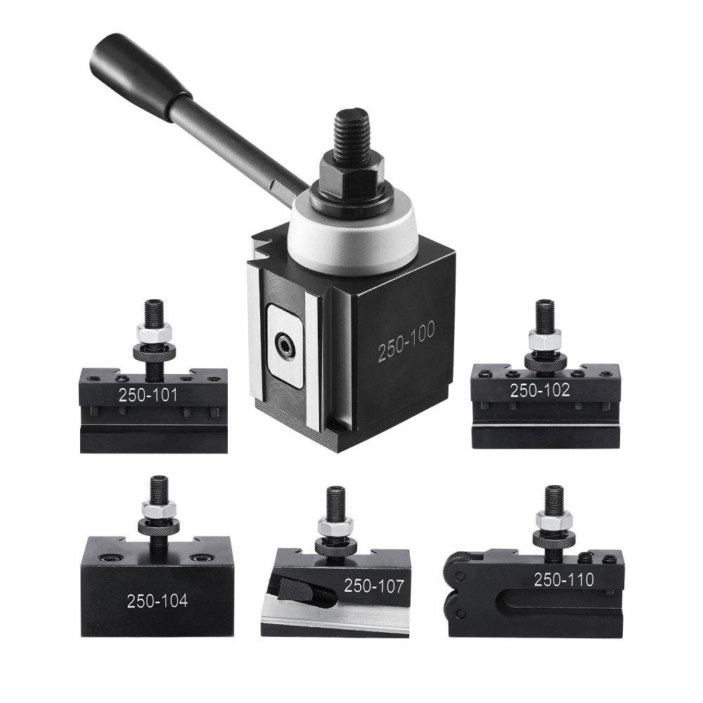 VEVOR Quick Change Tool Post Set, 6 Pcs, Includes Lathe Tool Holders, Wedge Type Tool Post with Turning Tool Holder Accessories, Fit for Mini Lathe & Metal Lathe 6"-12" Swing, Durable Steel Material