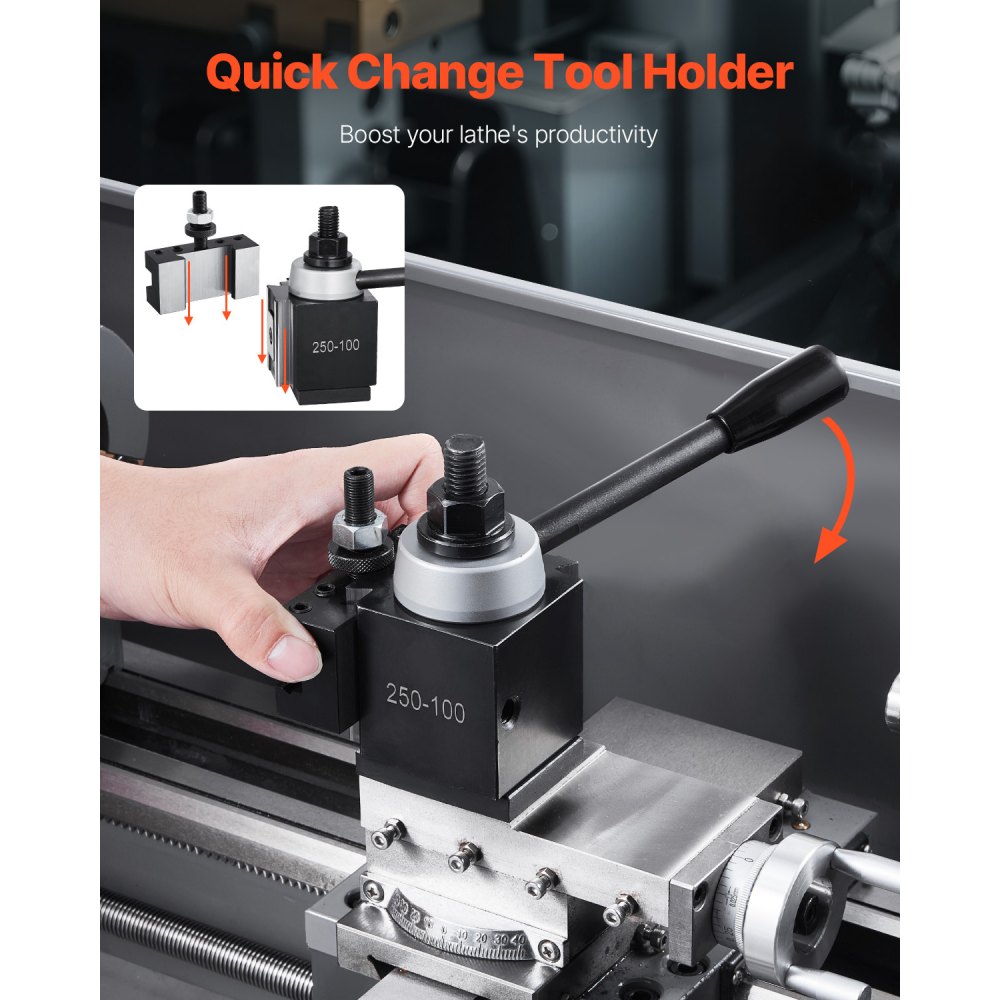 VEVOR Quick Change Tool Post Set, 6 Pcs, Includes Lathe Tool Holders, Wedge Type Tool Post with Turning Tool Holder Accessories, for Mini Lathe & Metal Lathe 152.4-305 mm Swing, Durable Steel Material