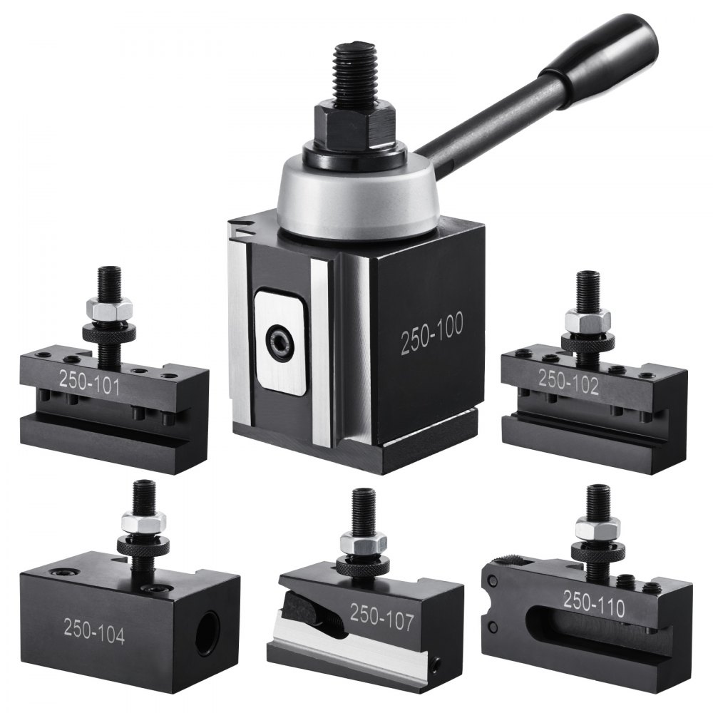 VEVOR Quick Change Tool Post Set, 6 Pcs, Includes Lathe Tool Holders, Piston Type Tool Post with Turning Tool Holder Accessories, Fit for Mini Lathe & Metal Lathe 6"-12" Swing, Durable Steel Material