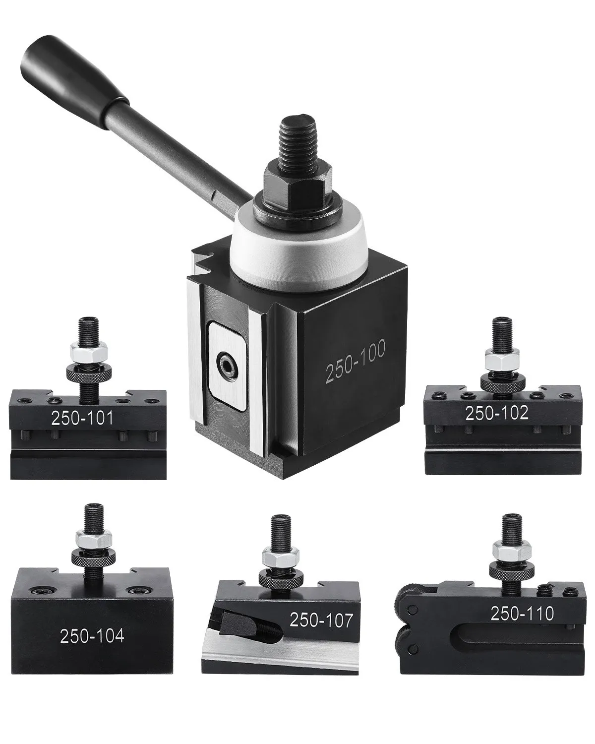 VEVOR Quick Change Tool Post Set, 6 Pcs, Includes Lathe Tool Holders, Piston Type Tool Post with Turning Tool Holder Accessories, Fit for Mini Lathe & Metal Lathe 6"-12" Swing, Durable Steel Material