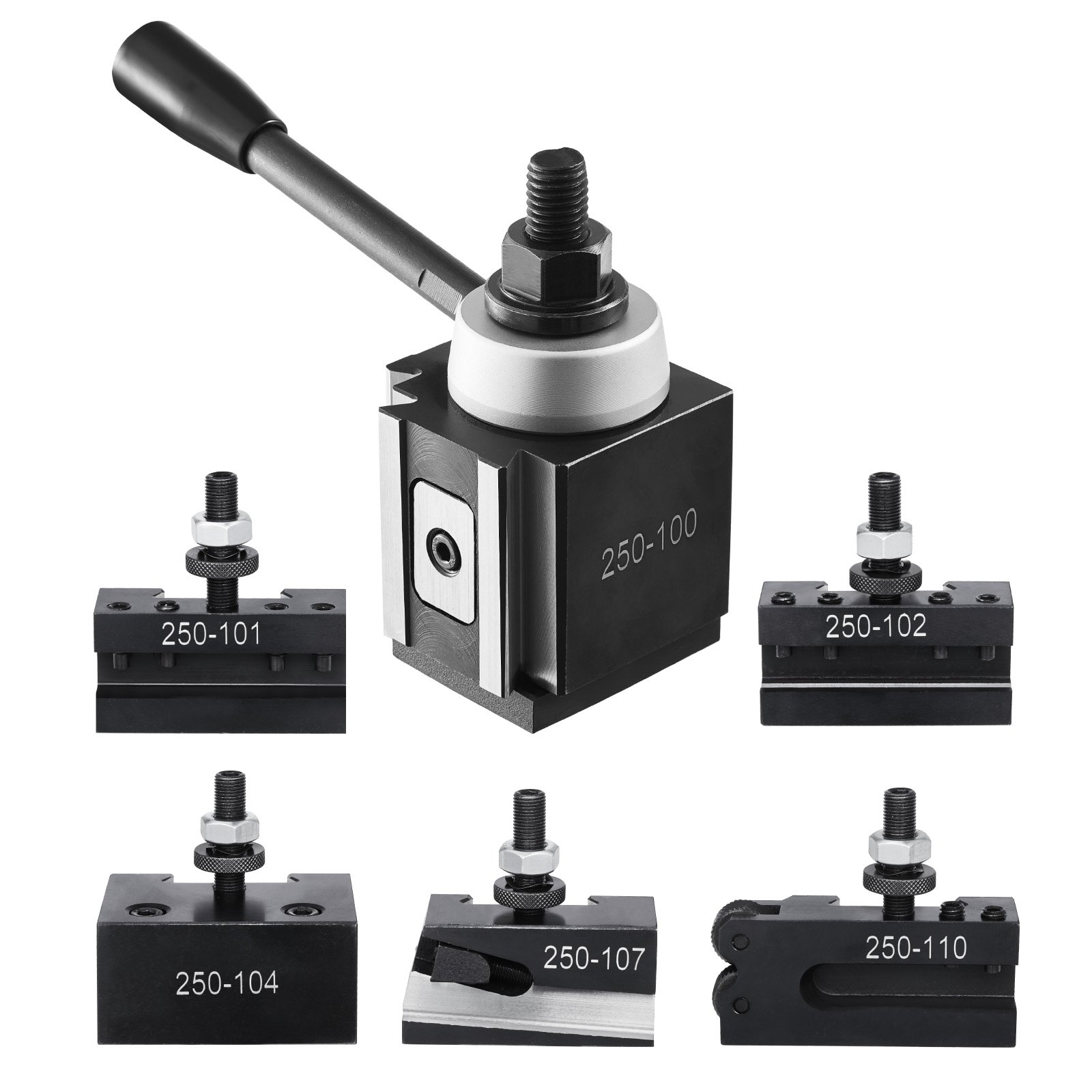 VEVOR Quick Change Tool Post Set, 6 Pcs, Includes Lathe Tool Holders, Piston Type Tool Post with Turning Tool Holder Accessories, Fit for Mini Lathe & Metal Lathe 6"-12" Swing, Durable Steel Material