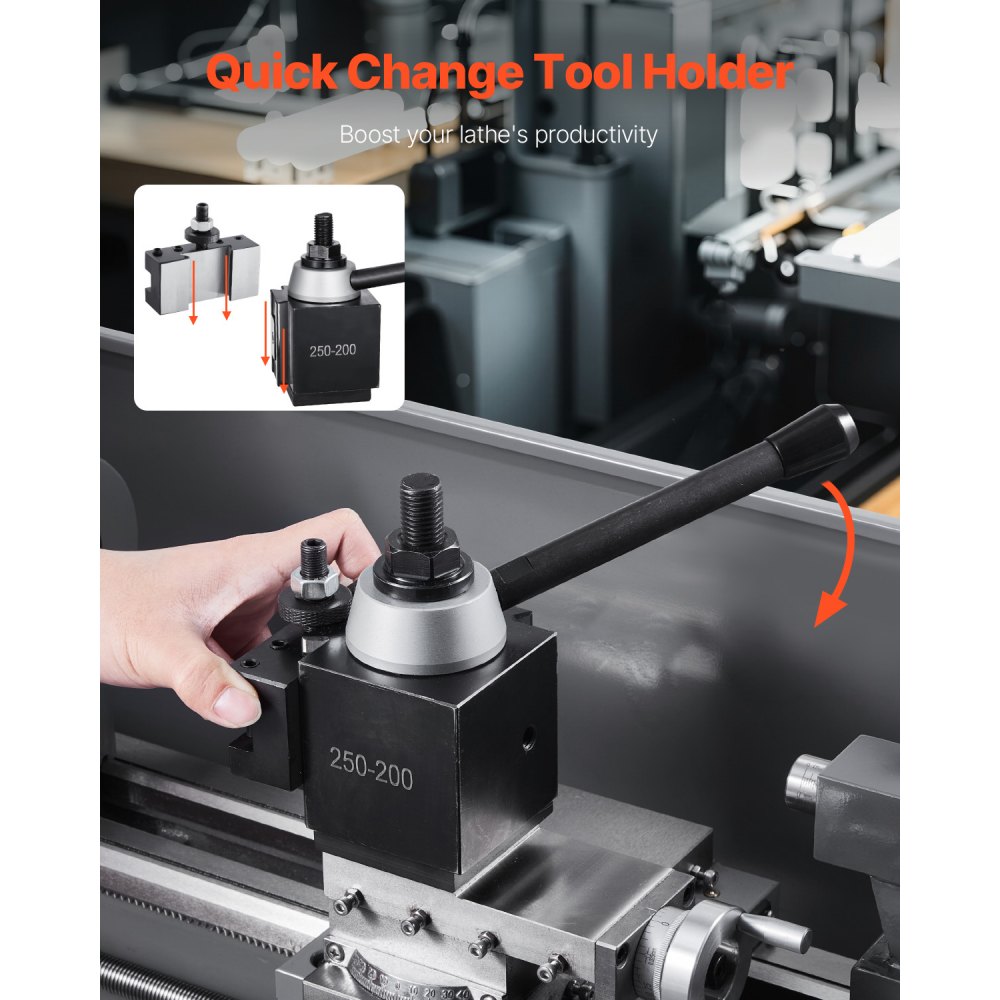 VEVOR Quick Change Tool Post Set, 8 Pcs, Includes Lathe Tool Holders, Piston Type Tool Post with Turning Tool Holder Accessories, for Mini Lathe & Metal Lathe 254-381 mm Swing, Durable Steel Material