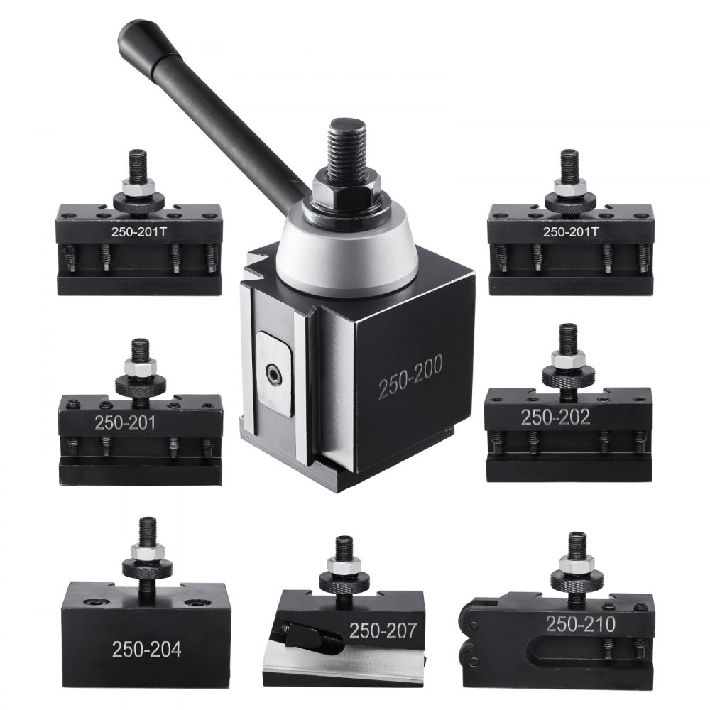 VEVOR Quick Change Tool Post Set, 8 Pcs, Includes Lathe Tool Holders, Piston Type Tool Post with Turning Tool Holder Accessories, for Mini Lathe & Metal Lathe 254-381 mm Swing, Durable Steel Material