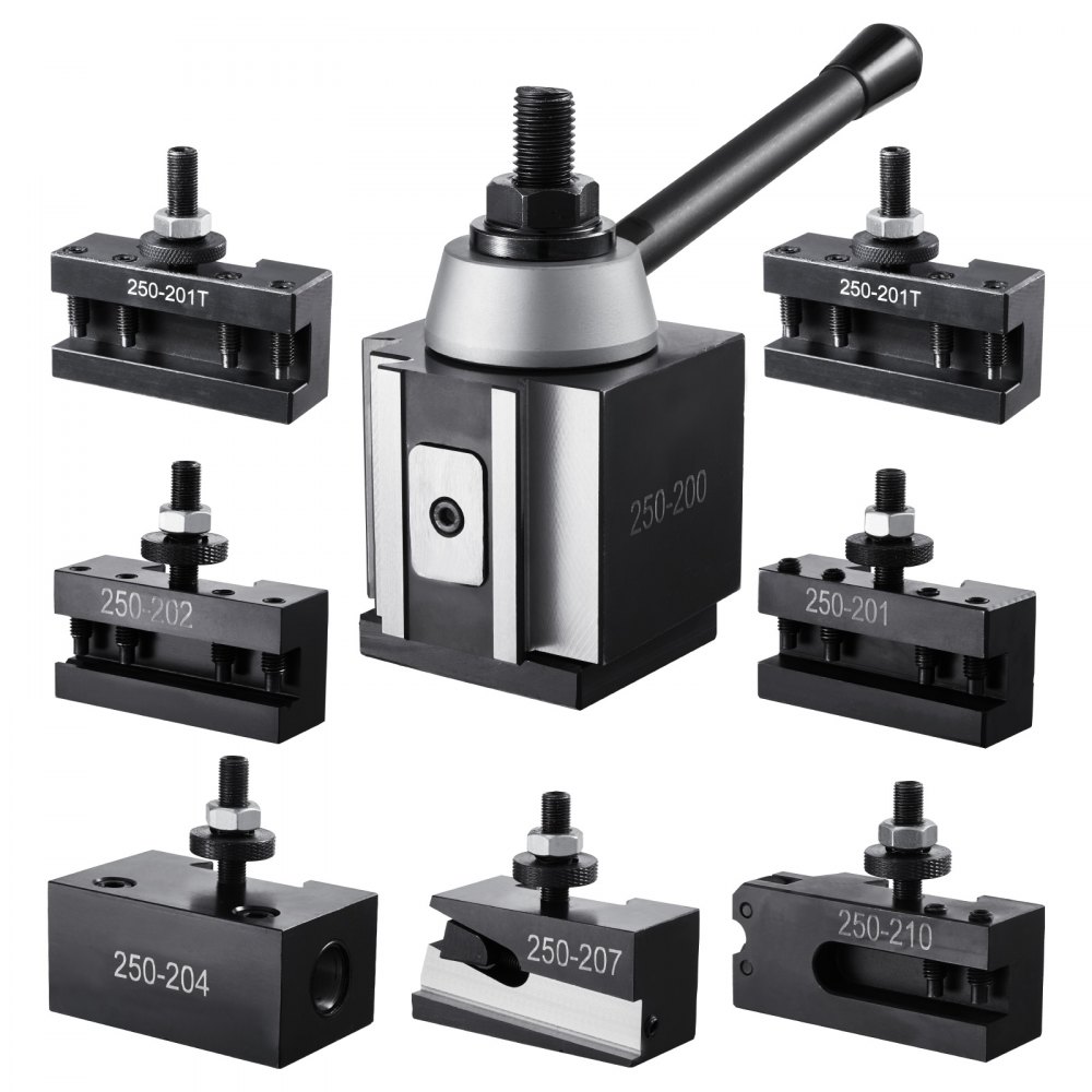 VEVOR Quick Change Tool Post Set, 8 Pcs, Includes Lathe Tool Holders, Piston Type Tool Post with Turning Tool Holder Accessories, for Mini Lathe & Metal Lathe 254-381 mm Swing, Durable Steel Material